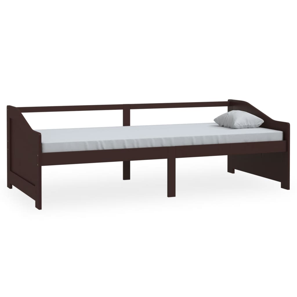 Divano Letto a 3 Posti-Sofa Letto 3 Posti-Daybed Marrone Scuro Massello di Pino 90x200cm