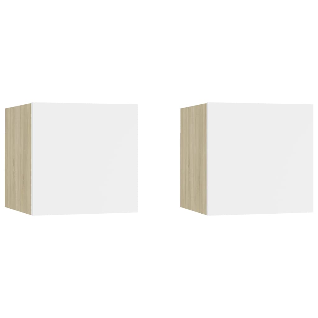 Comodini 2 pz Bianco Rovere Sonoma 30,5x30x30 cm in Truciolato cod mxl 30304