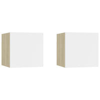 Comodini 2 pz Bianco Rovere Sonoma 30,5x30x30 cm in Truciolato cod mxl 30304