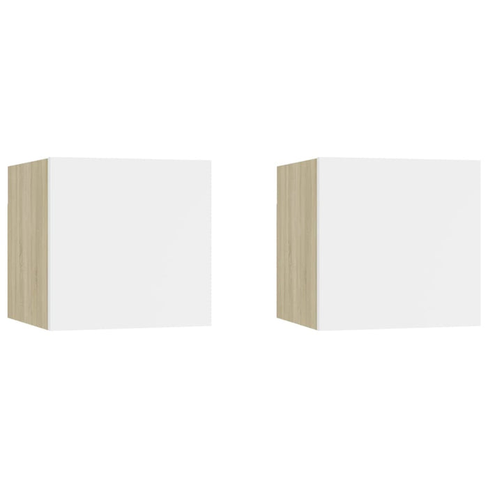 Comodini 2 pz Bianco Rovere Sonoma 30,5x30x30 cm in Truciolato cod mxl 30304