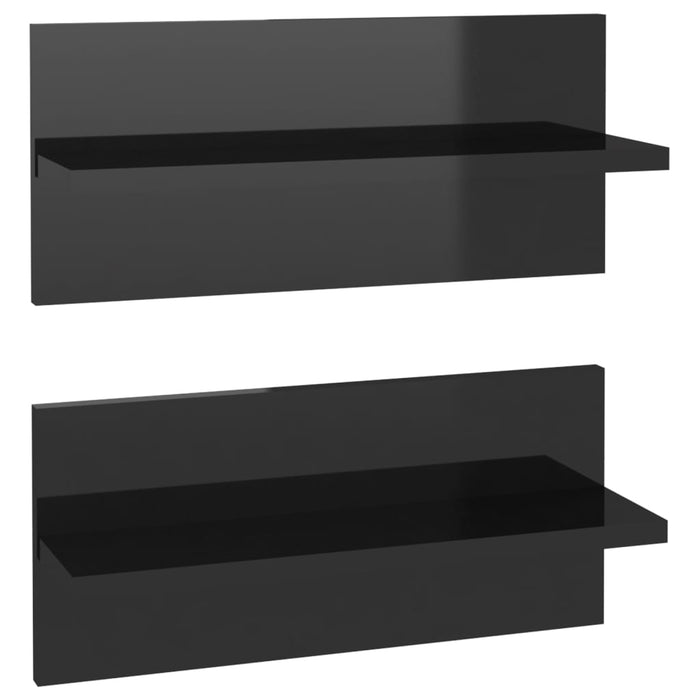 Mensole a Muro 2 pz Nero Lucido 40x11,5x18 cm cod mxl 33239