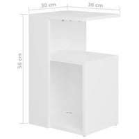 Tavolino da Salotto Bianco 36x30x56 cm in Legno Multistrato 802993