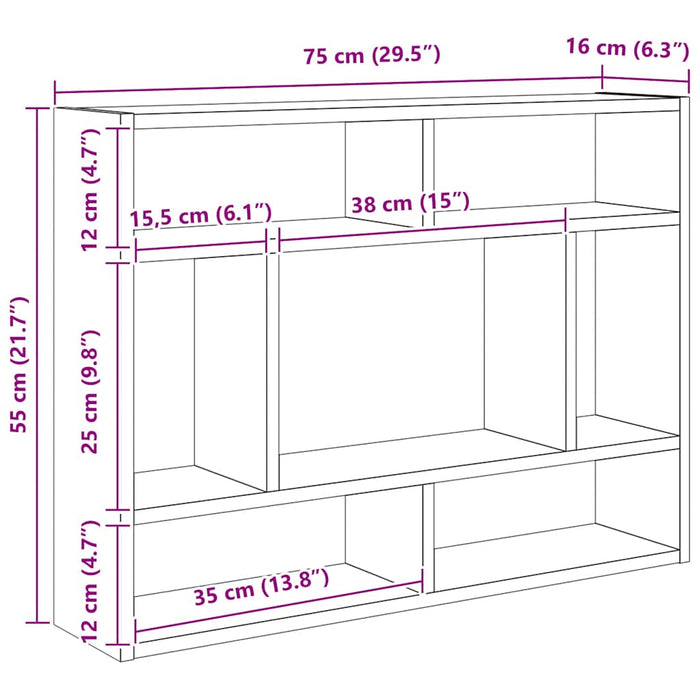 Scaffale a Parete Grigio Cemento 75x16x55 cm Legno Multistrato 803006