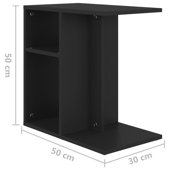 Tavolino Nero 50x30x50 cm in Legno Multistrato 803021