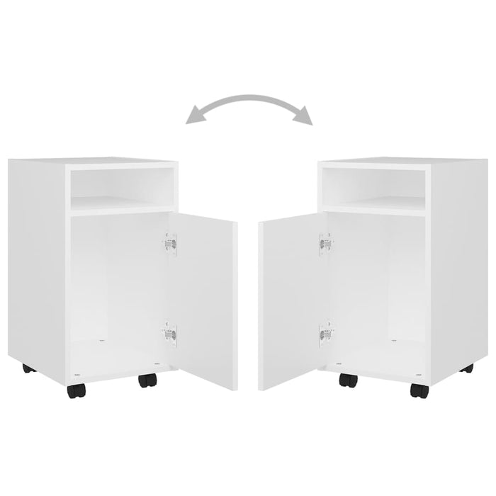 Credenza con Ruote Bianca 33x38x60 cm in Legno Multistrato 803047