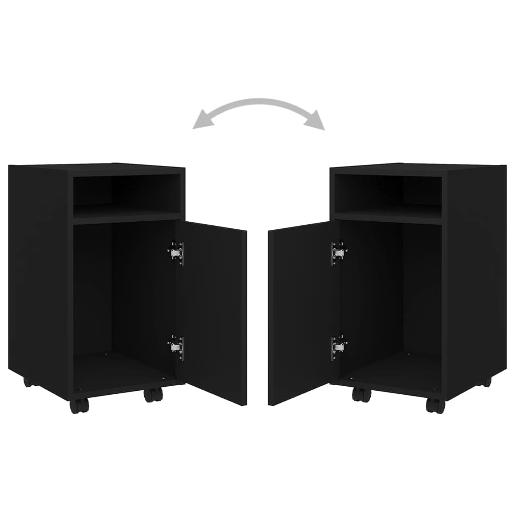 Credenza con Ruote Nera 33x38x60 cm in Legno Multistrato 803048