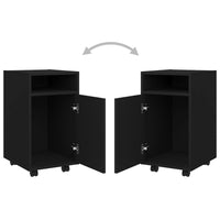 Credenza con Ruote Nera 33x38x60 cm in Legno Multistrato 803048