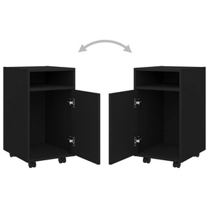 Credenza con Ruote Nera 33x38x60 cm in Legno Multistrato 803048