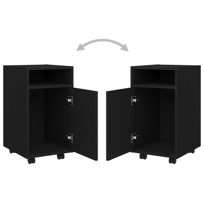 Credenza con Ruote Nera 33x38x60 cm in Legno Multistrato 803048