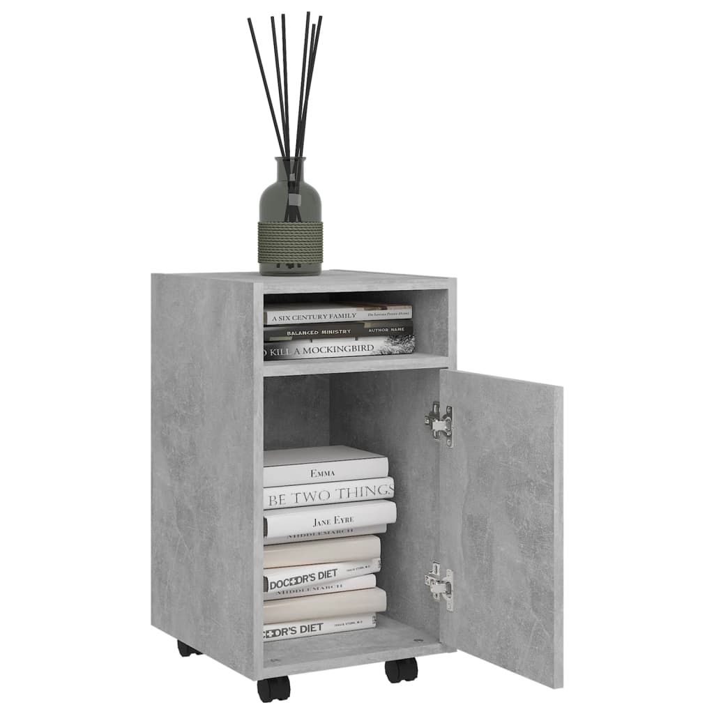 Credenza con Ruote Grigio Cemento 33x38x60 cm Legno Multistrato 803051