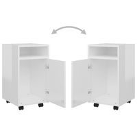 Credenza con Ruote Bianco Lucido 33x38x60 cm Legno Multistrato 803053
