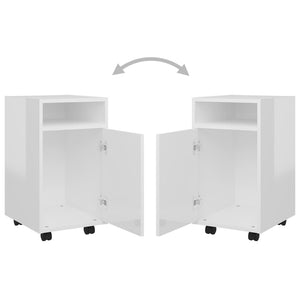 Credenza con Ruote Bianco Lucido 33x38x60 cm Legno Multistrato 803053
