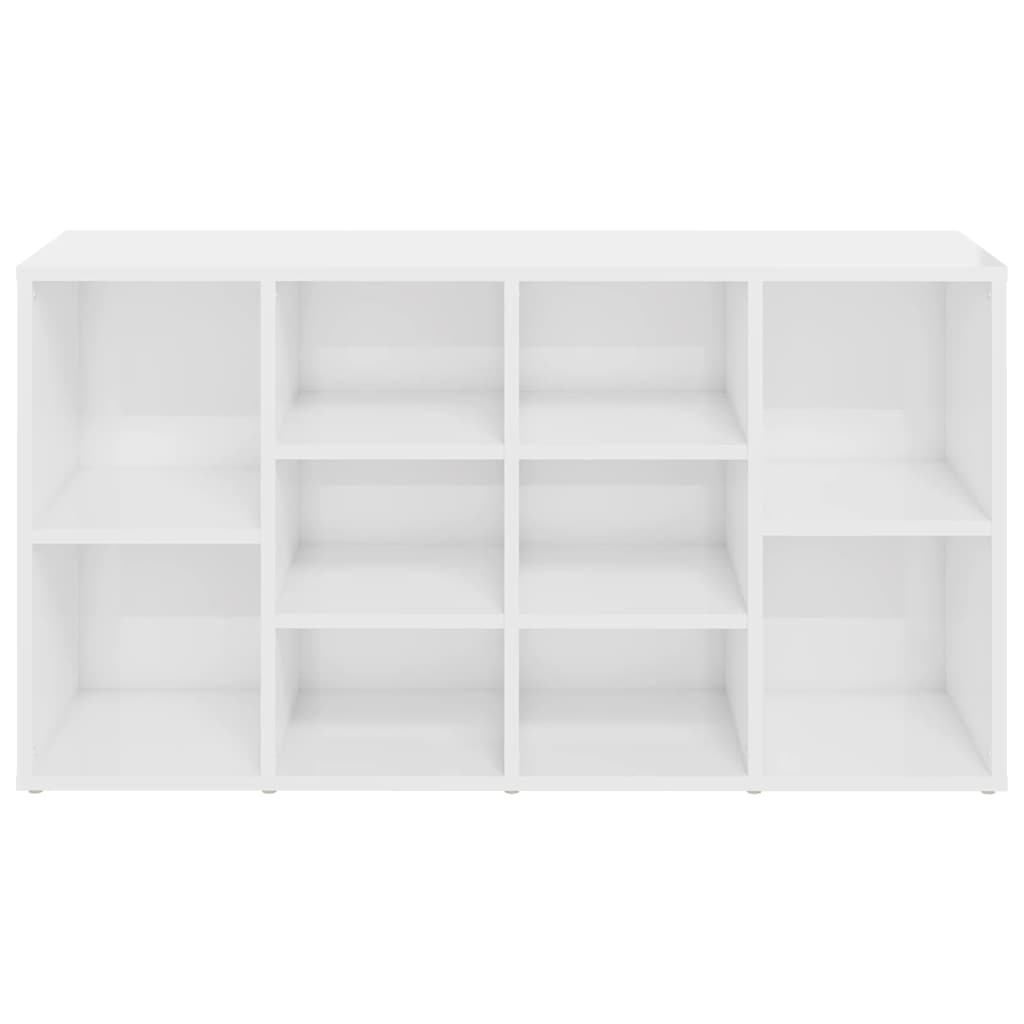 Scarpiera Panchina Bianco Lucido 103x30x54,5 cm Multistrato 803296