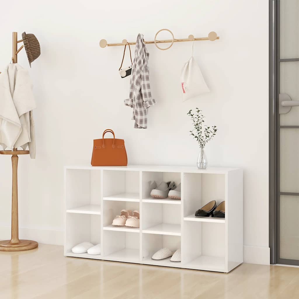 Scarpiera Panchina Bianco Lucido 103x30x54,5 cm Multistrato 803296