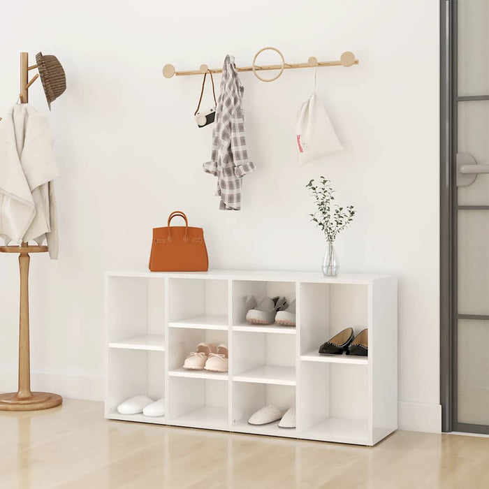 Scarpiera Panchina Bianco Lucido 103x30x54,5 cm Multistrato 803296