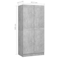 Armadio Grigio Cemento 82,5x51,5x180 cm in Legno Multistrato 803438