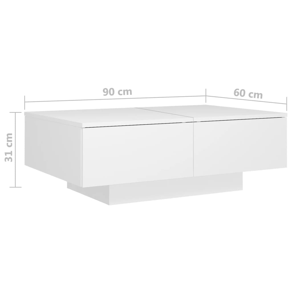 Tavolino da Salotto Bianco 90x60x31 cm in Legno Multistrato 804175