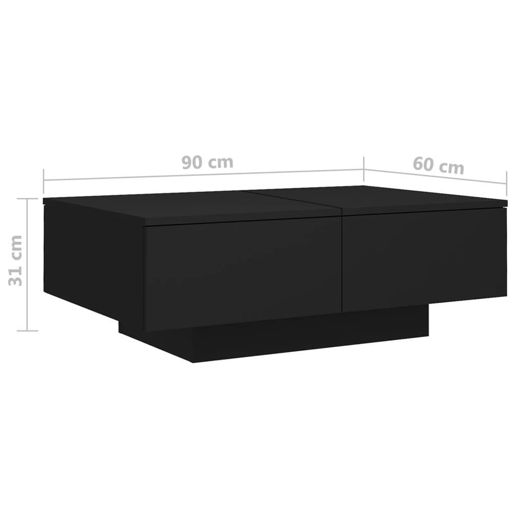 Tavolino da Salotto Nero 90x60x31 cm in Legno Multistrato 804176