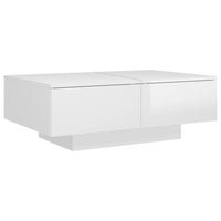 Tavolino Salotto-Tavolino da Soggiorno Bianco Lucido 90x60x31 cm in Legno Multistrato