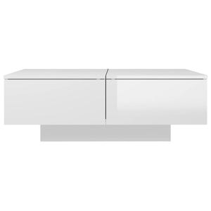 Tavolino Salotto-Tavolino da Soggiorno Bianco Lucido 90x60x31 cm in Legno Multistrato