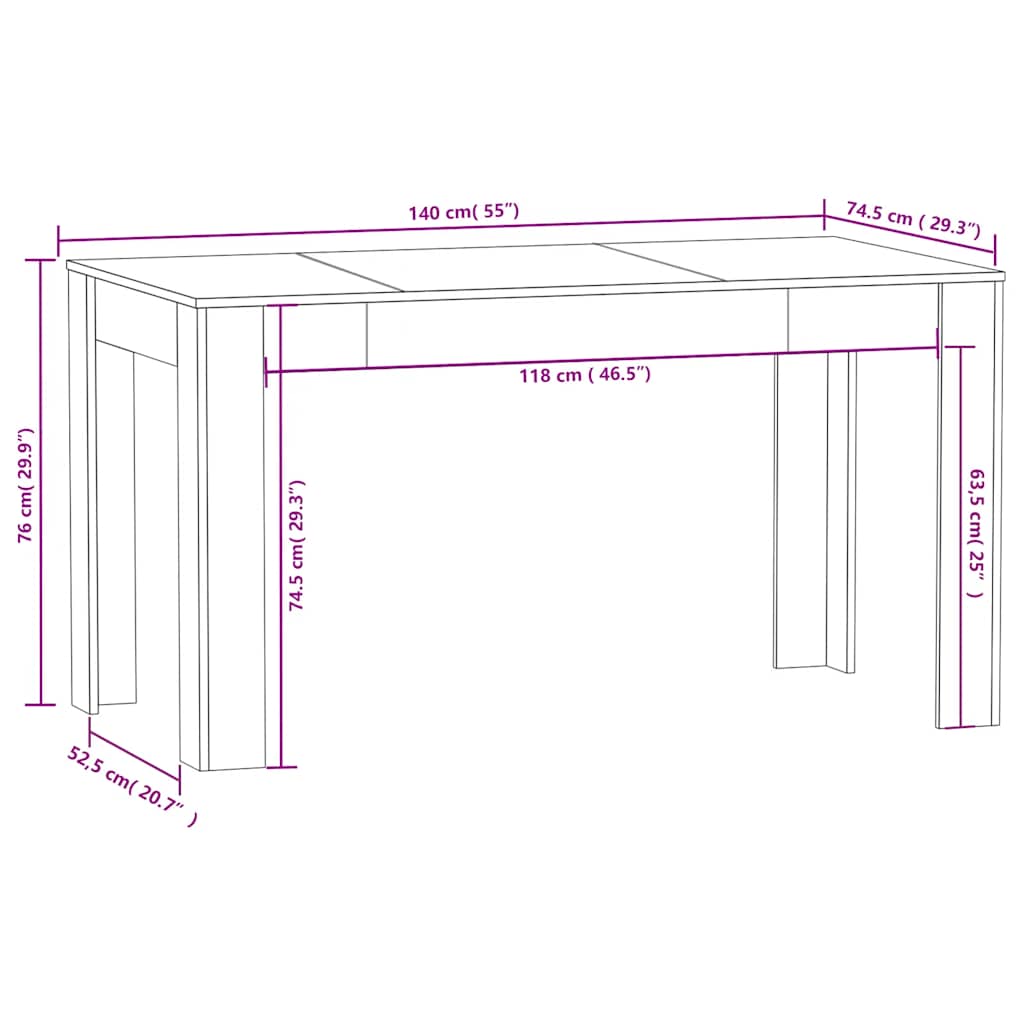 Tavolo da Pranzo Nero 140x74,5x76 cm in Truciolato