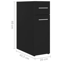 Armadietto da Farmacia Nero 20x45,5x60 cm in Legno Multistrato 804212