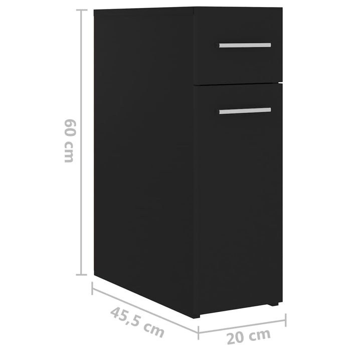 Armadietto da Farmacia Nero 20x45,5x60 cm in Legno Multistrato 804212