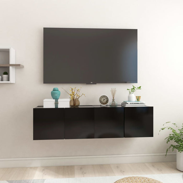 Mobili Porta TV Pensili 2pz Neri 60x30x30 cm 804512