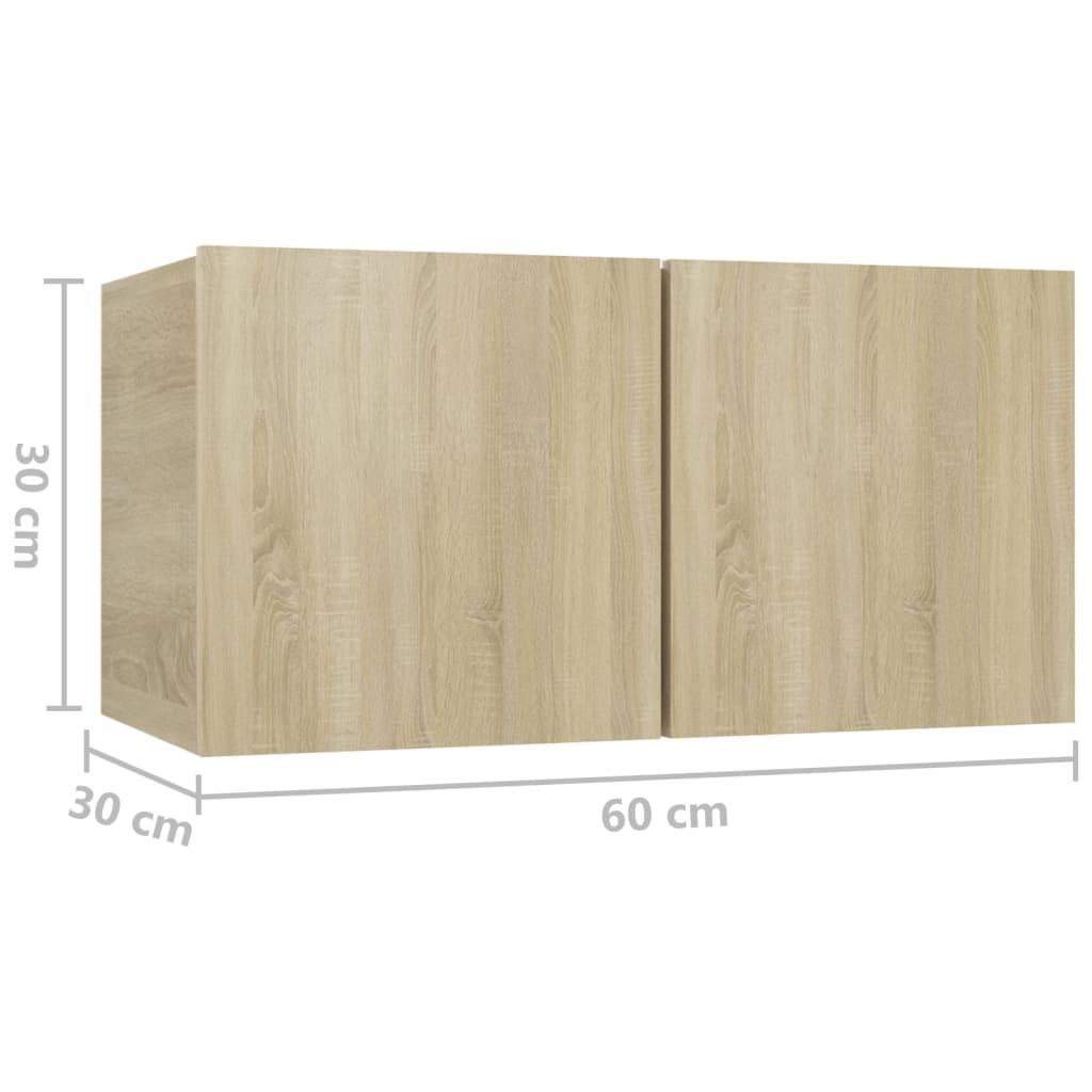 Mobili Porta TV Pensili 3pz Rovere Sonoma 60x30x30 cm 804519