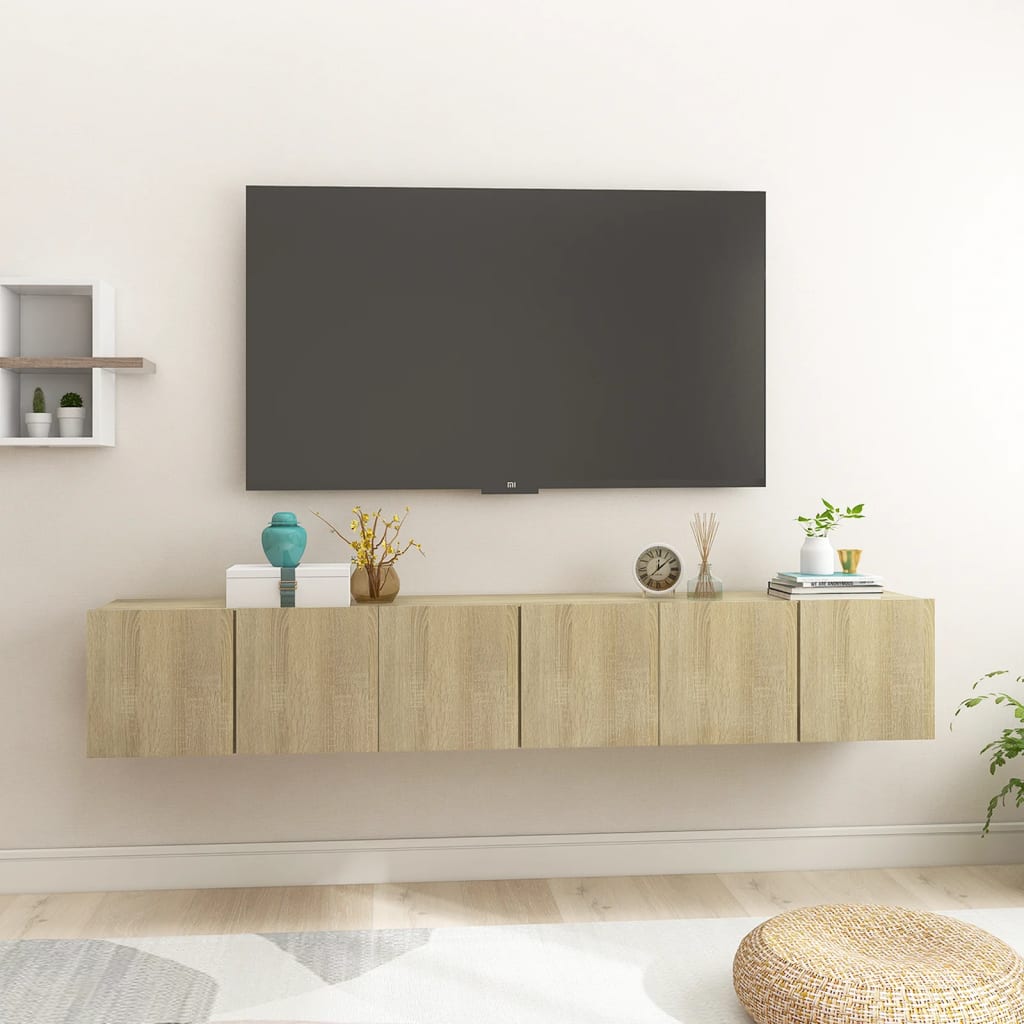 Mobili Porta TV Pensili 3pz Rovere Sonoma 60x30x30 cm 804519