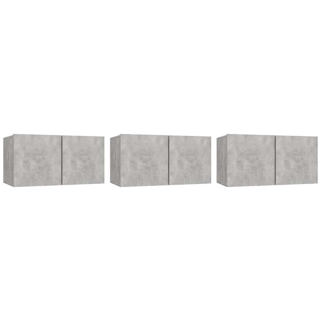 Mobili Porta TV Sospesi 3 pz Grigio Calcestruzzo 60x30x30cm