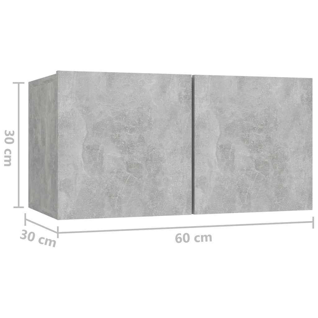 Mobili Porta TV Sospesi 3 pz Grigio Calcestruzzo 60x30x30cm