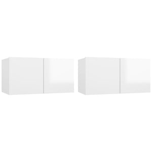 Mobili Porta TV Pensili 2pz Bianco Lucido 60x30x30 cm 804527