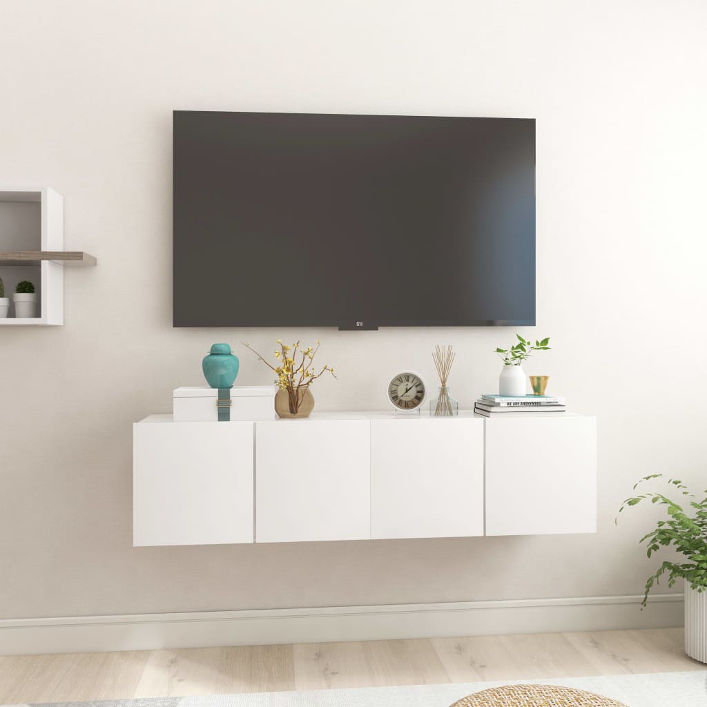 Mobili Porta TV Pensili 2pz Bianco Lucido 60x30x30 cm 804527
