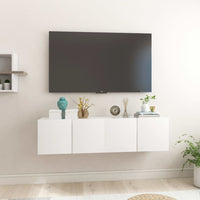 Mobili Porta TV Pensili 2pz Bianco Lucido 60x30x30 cm 804527