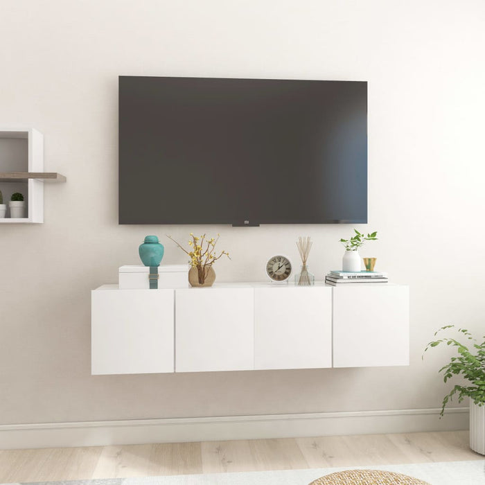Mobili Porta TV Pensili 2pz Bianco Lucido 60x30x30 cm 804527