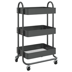 Carrello a 3 Livelli Antracite 43x34x79 cm in Acciaio cod mxl 66447