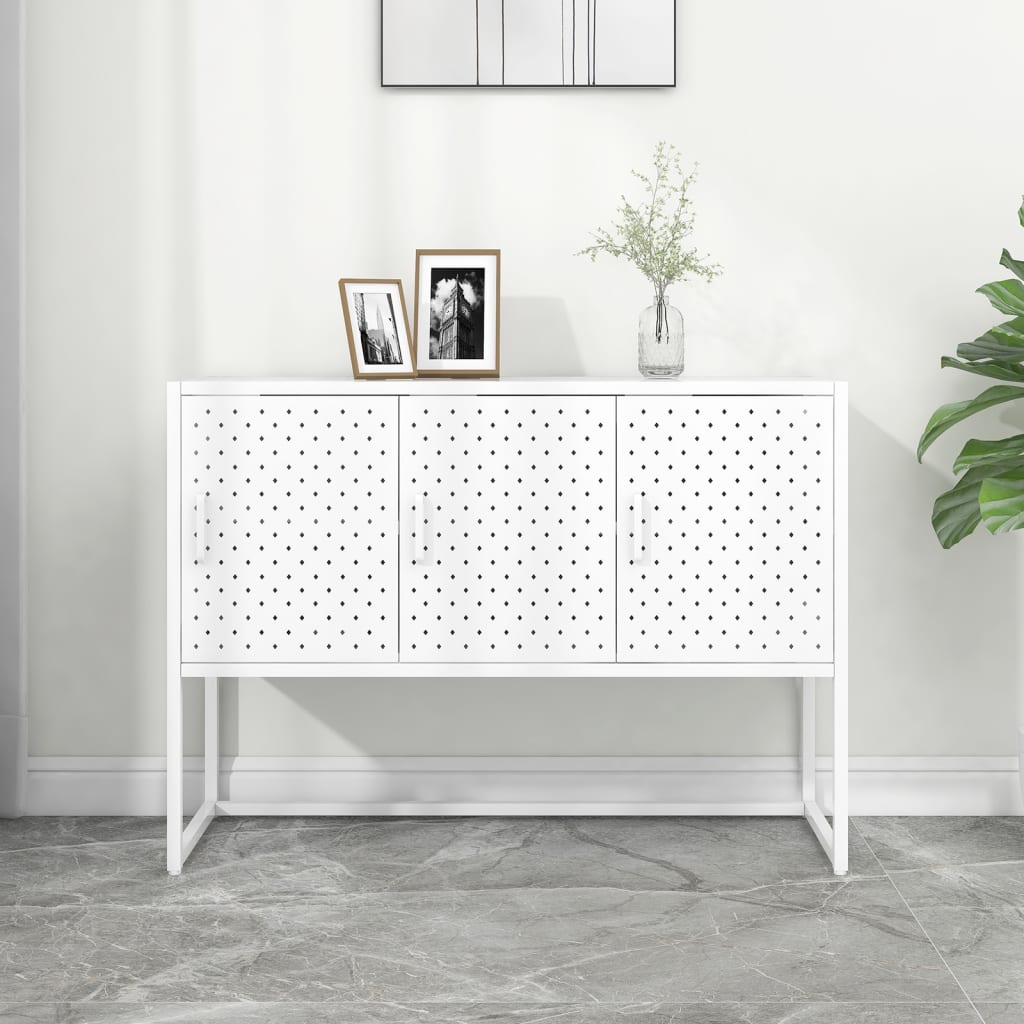 Credenza Bianca 105x35x75 cm in Acciaio 335869
