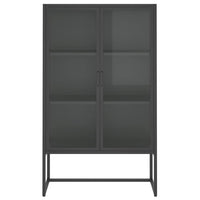 Credenza Alta Antracite 80x35x135 cm Acciaio e Vetro Temperato 335885