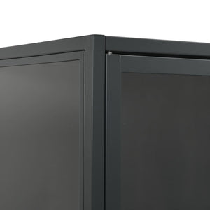 Credenza Alta Antracite 80x35x135 cm Acciaio e Vetro Temperato 335885