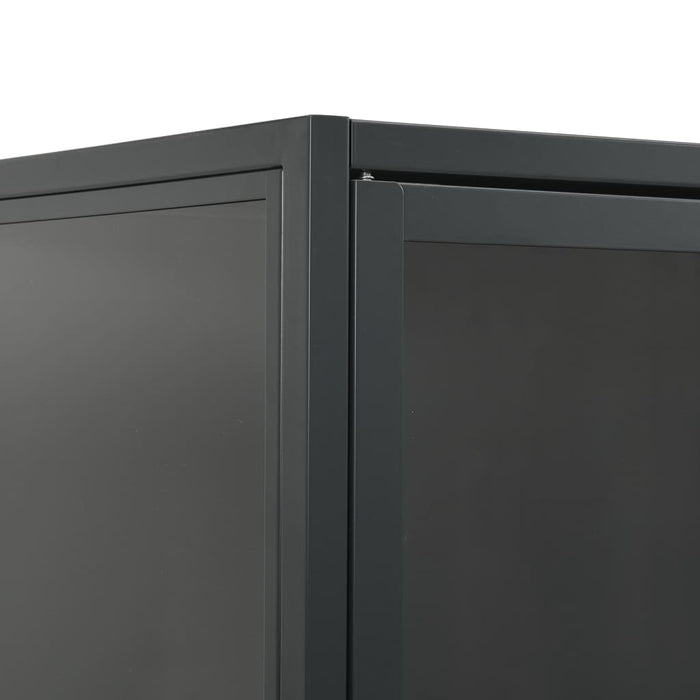 Credenza Alta Antracite 80x35x135 cm Acciaio e Vetro Temperato 335885