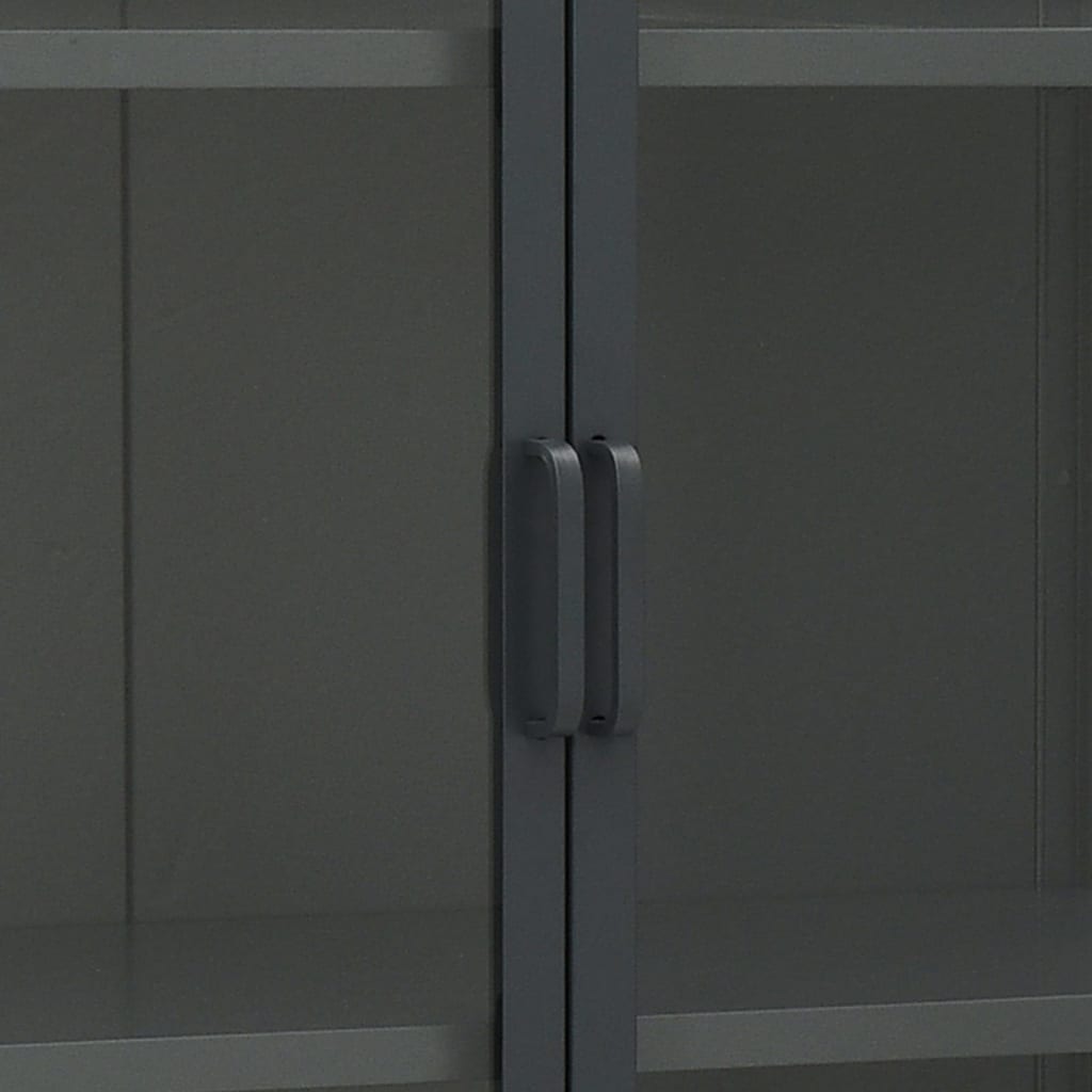 Credenza Alta Antracite 80x35x135 cm Acciaio e Vetro Temperato 335885