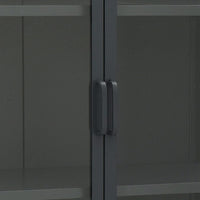 Credenza Alta Antracite 80x35x135 cm Acciaio e Vetro Temperato 335885