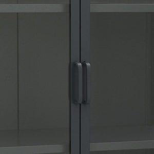 Credenza Alta Antracite 80x35x135 cm Acciaio e Vetro Temperato 335885