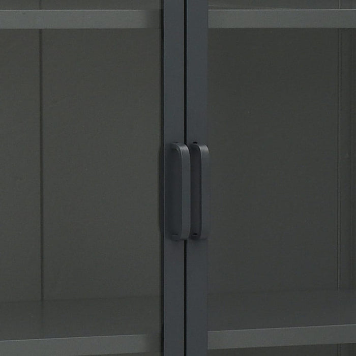 Credenza Alta Antracite 80x35x135 cm Acciaio e Vetro Temperato 335885