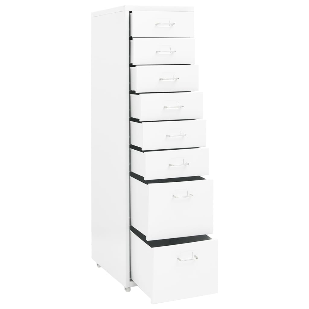 Schedario Mobile Bianco 28x41x109 cm in Metallo