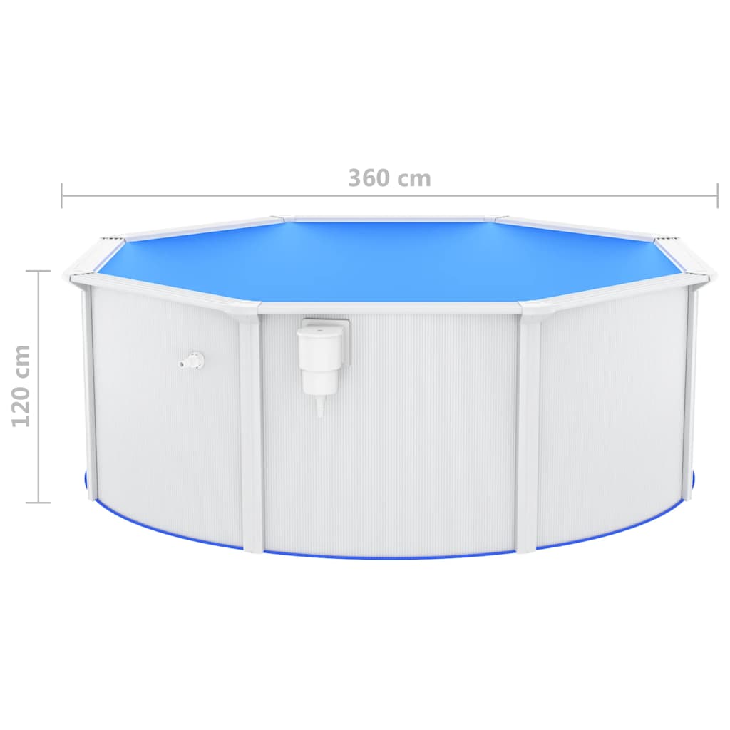 Piscina con Pareti in Acciaio 360x120 cm Bianca 93261