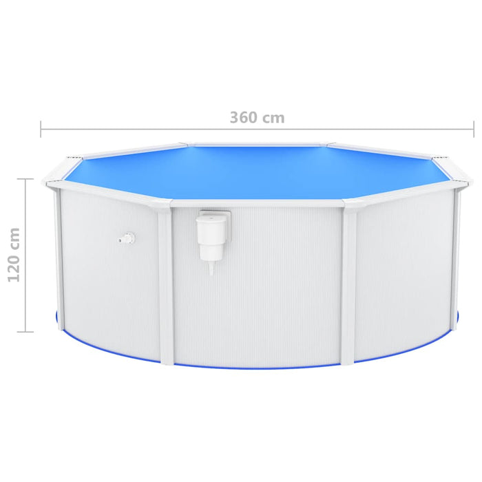 Piscina con Pareti in Acciaio 360x120 cm Bianca 93261