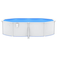 Piscina con Pareti in Acciaio Ovale 490x360x120 cm Bianca