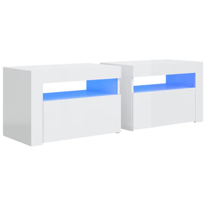 Comodini 2 pz con LED Bianco Lucido 60x35x40 cm cod mxl 53259
